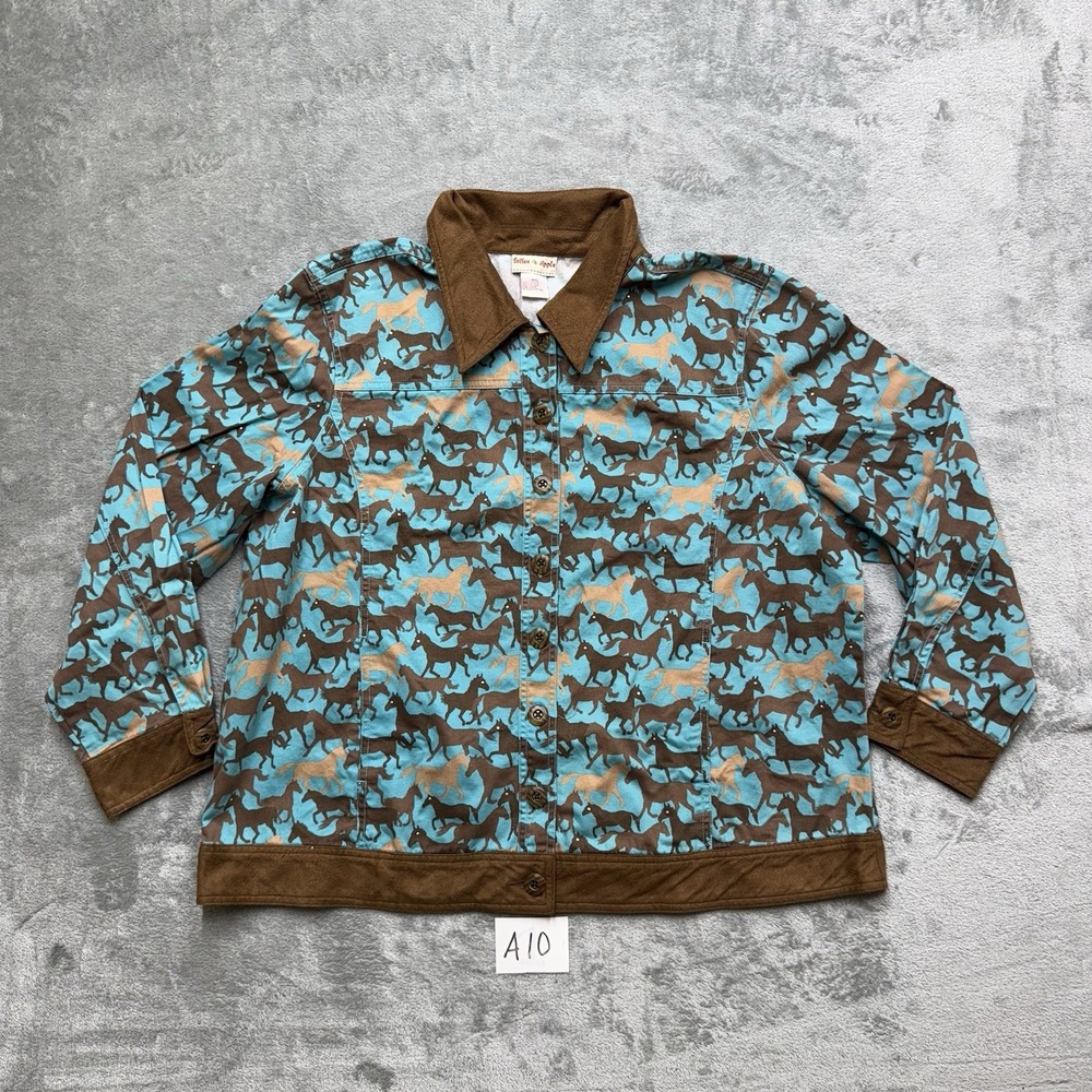 Toffee Apple Jacket Shacket All over Horse Print Women's XXL Cowgirl Pockets